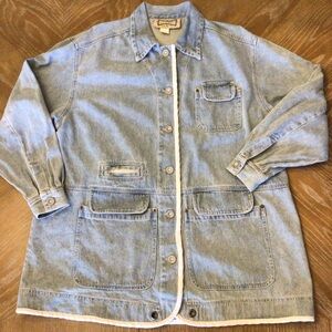 VTG HYPE Womens Light Wash Oversized Denim Shirt Jacket Size Small